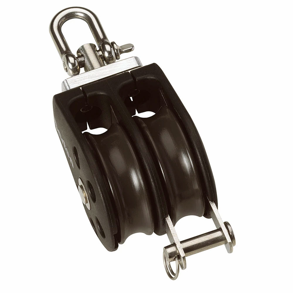 Barton Size 3 45mm Plain Bearing Pulley Block Double Swivel &amp; Becket
