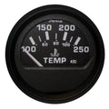 Faria Euro Black 2" Water Temperature Gauge (100-250°F)
