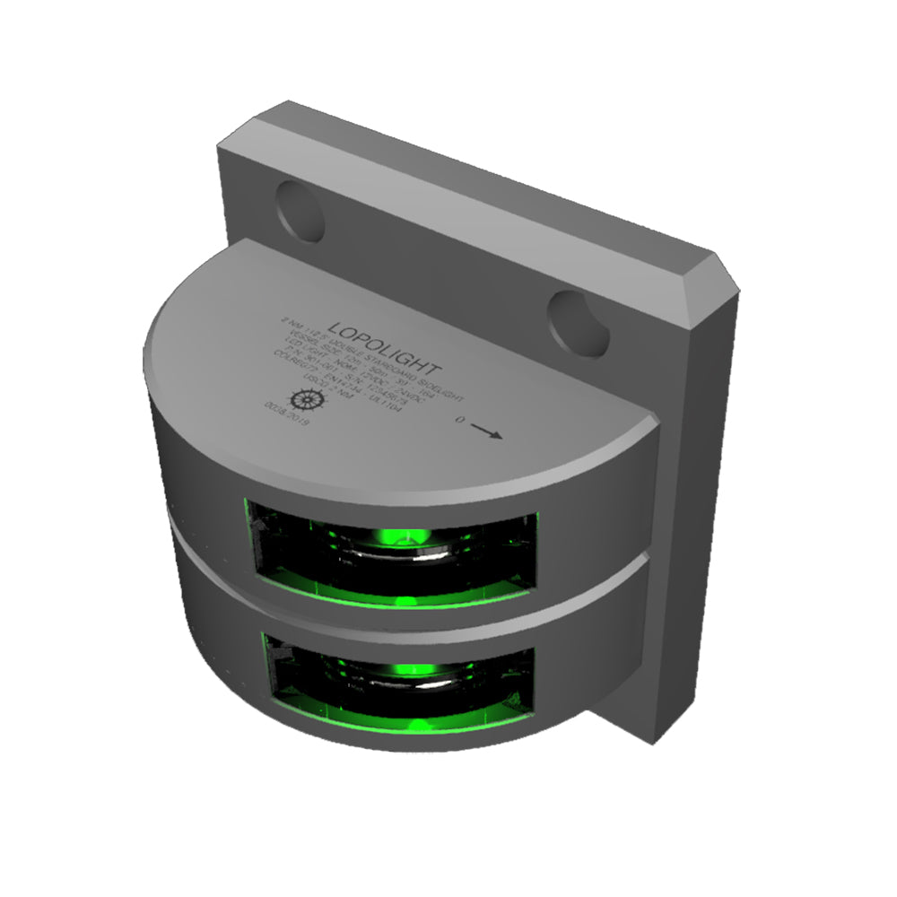 Lopolight Series - Double Stacked Starboard Sidelight - 2nm - Vertical Mount Housing