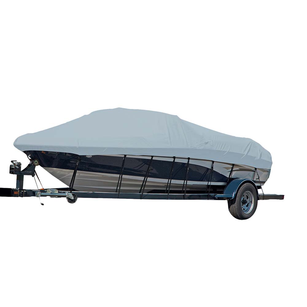 Carver Sun-DURA&reg; Styled-to-Fit Boat Cover f/25.5' Sterndrive V-Hull Runabout Boats (Including Eurostyle) w/Windshield &amp; Hand/Bow Rails - Grey