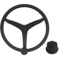Uflex - V46 - 13.5" Stainless Steel Steering Wheel w/Speed Knob &amp; Chrome Nut - Black
