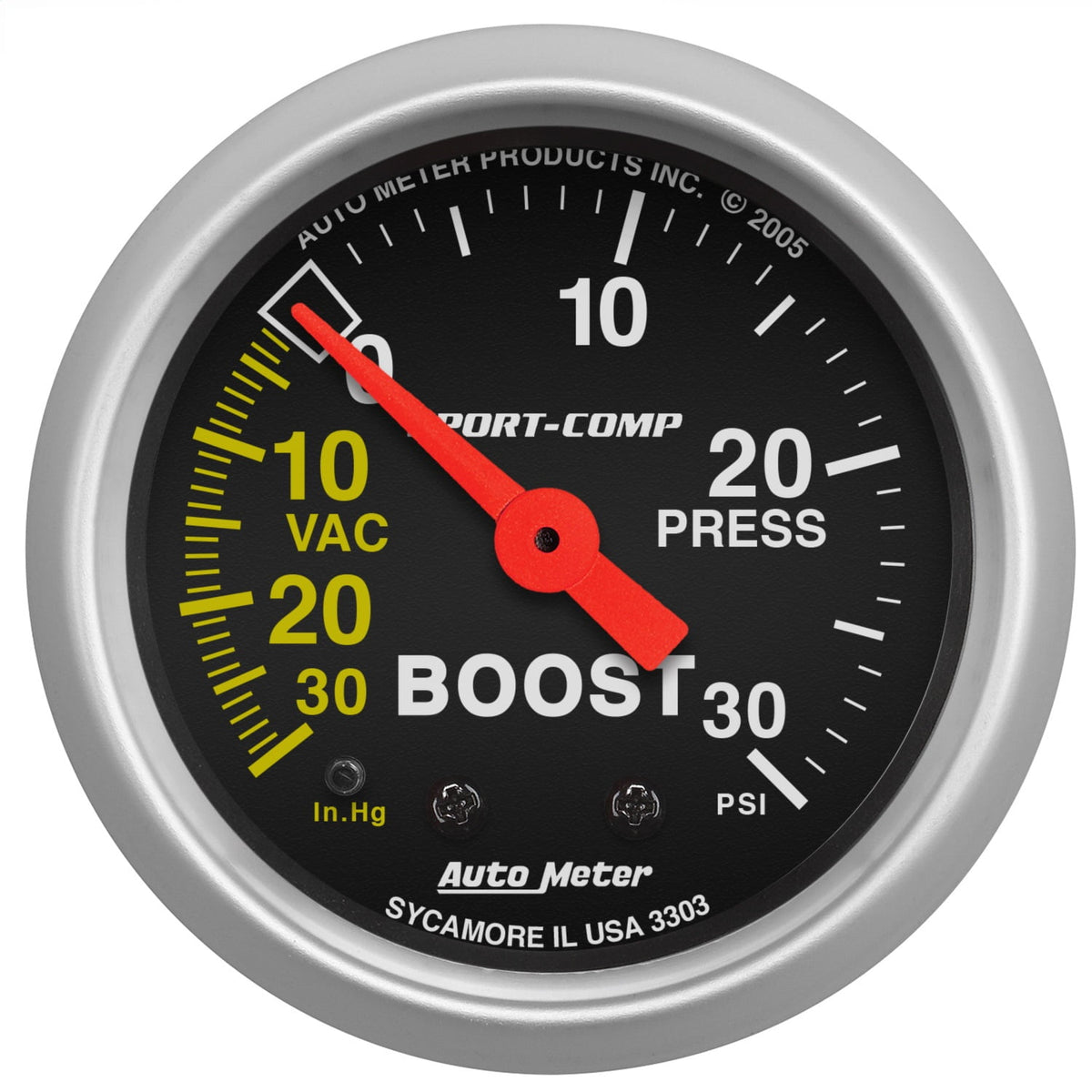 AUTO METER 3303 2IN BOOST-VAC/PRESS, 30 IN. HG/30 PSI, MECH