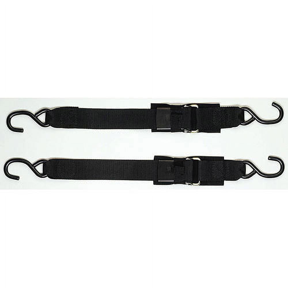 Attwood 15232-7 Quick-Release Transom Tie-Down Straps, Trailering, Padded Adjustable Buckle, S-Hooks, 2 Inches Wide, 4 Feet Long