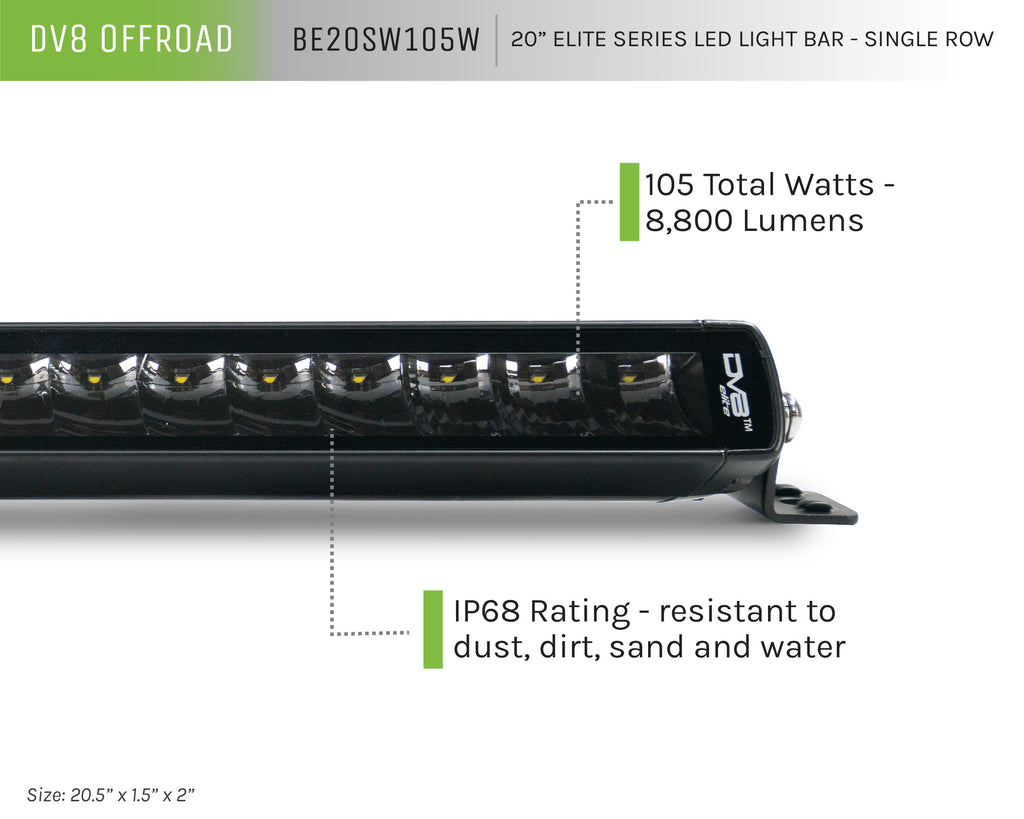20-Inch Elite Series LED Light Bar - Single Row