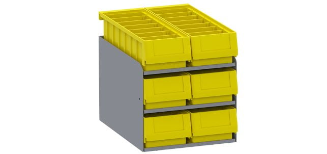 6 Stacked Small Parts Bins