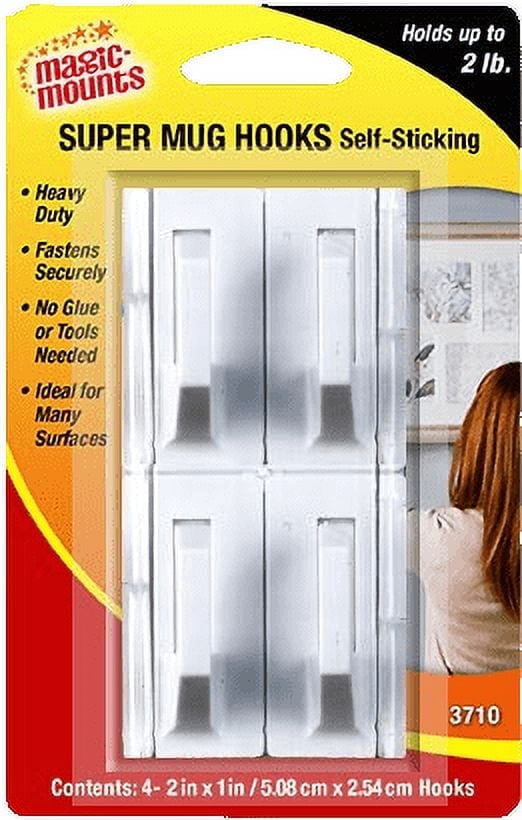 Super Mug Hook 4/PK Wht