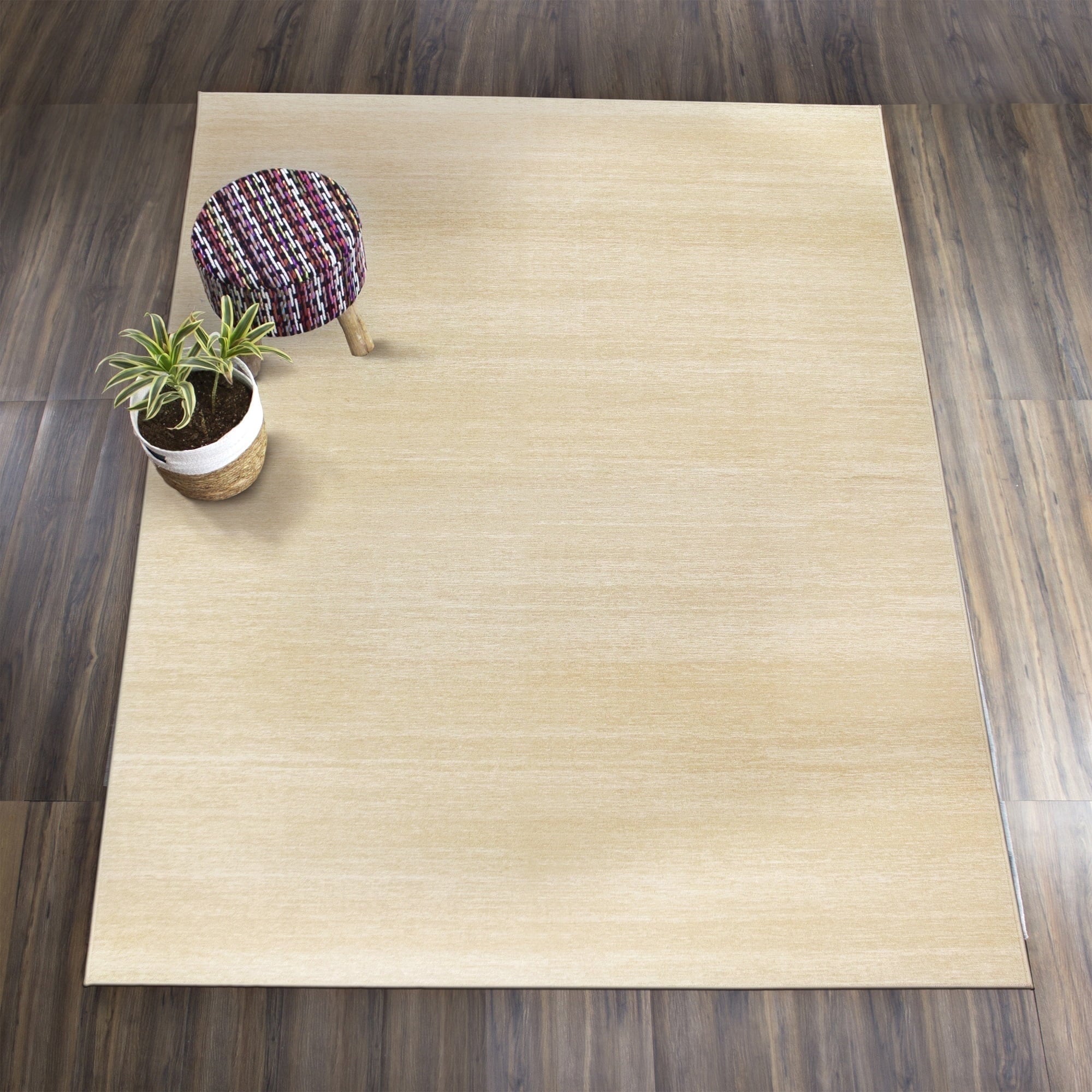 Solid Cream 5X7 Washable Rug