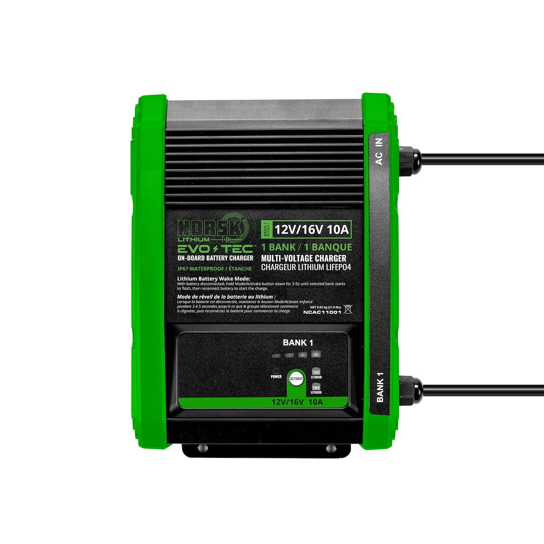 1 Bank 12/16V-10A LIFEPO4 Batt Chgr