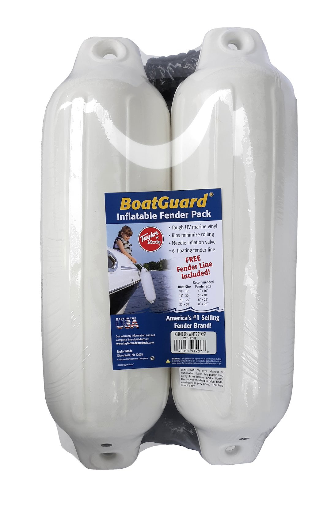 4' X 16' Bg 2 Pk. White W/Blk. Rope