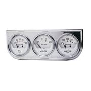 AUTO METER 2325 2IN 3 GAUGE CONSOLE, OIL/ WATER/VOLT, MECH, CHROME